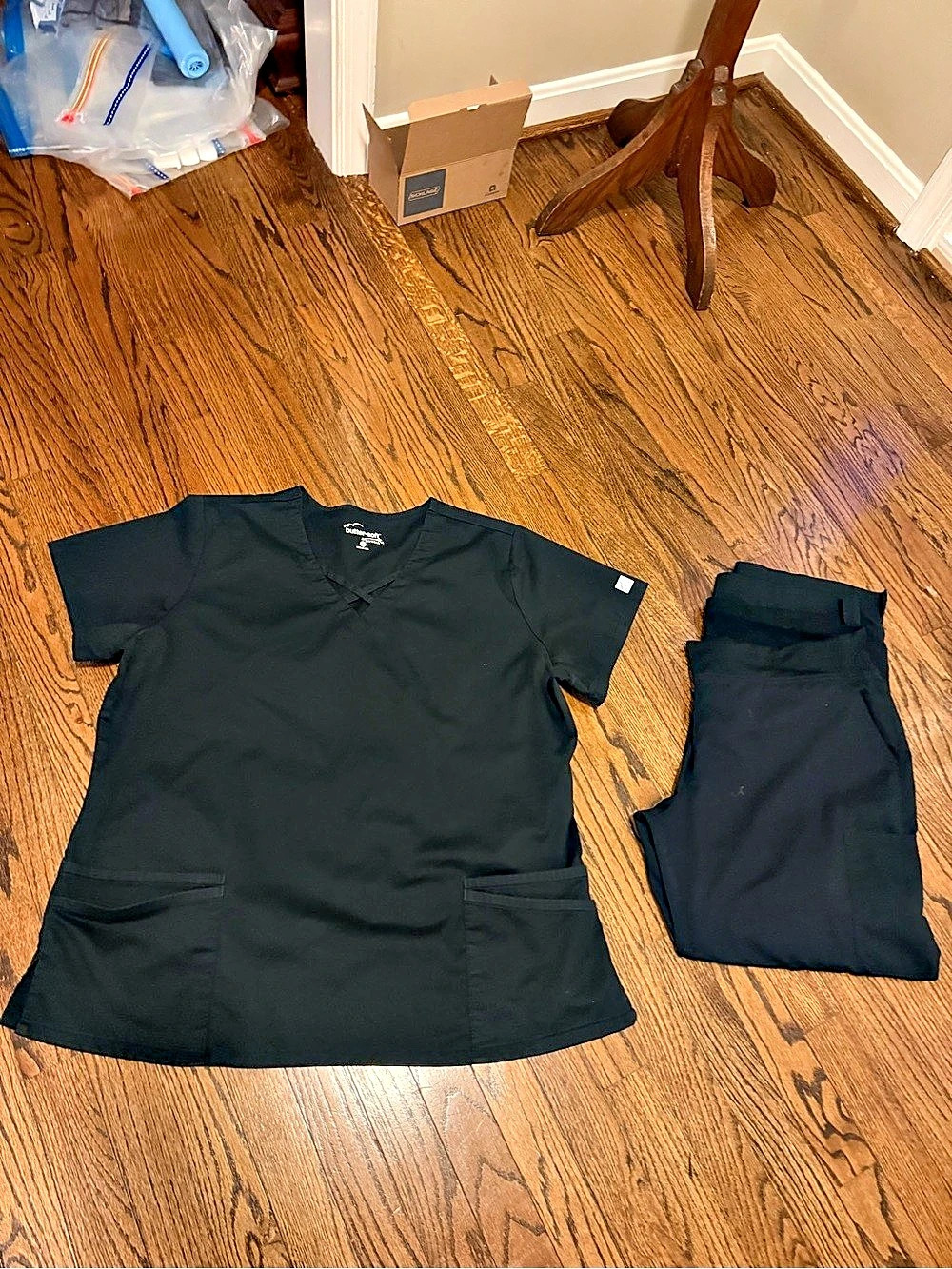 Butter-Soft Stretch Black XL Stretch Scrub Set